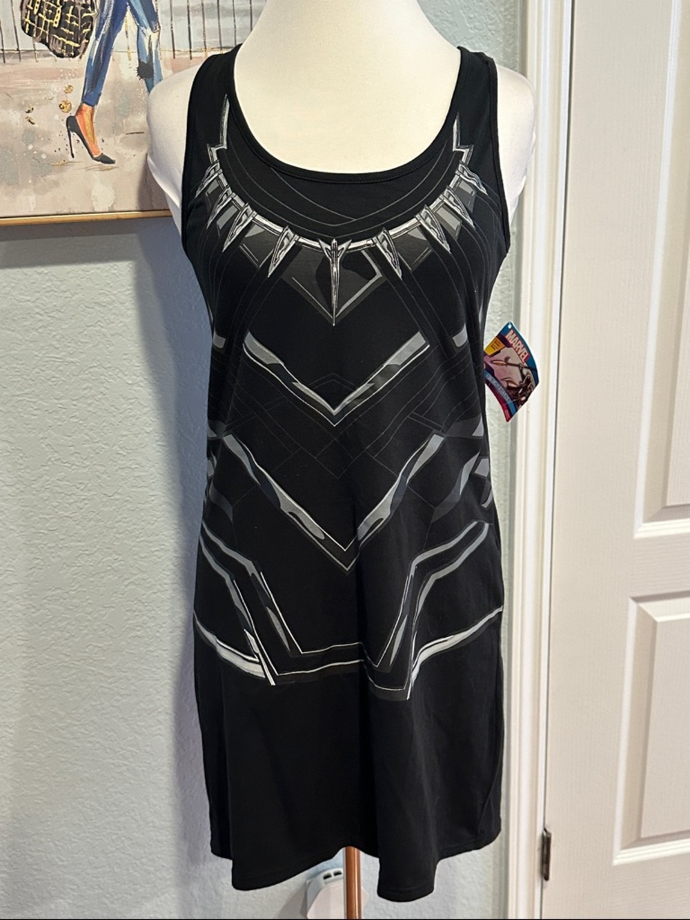 Marvel Black Panther Sz Large (Juniors) Mini Dress with Tribal Graphics • NWT!